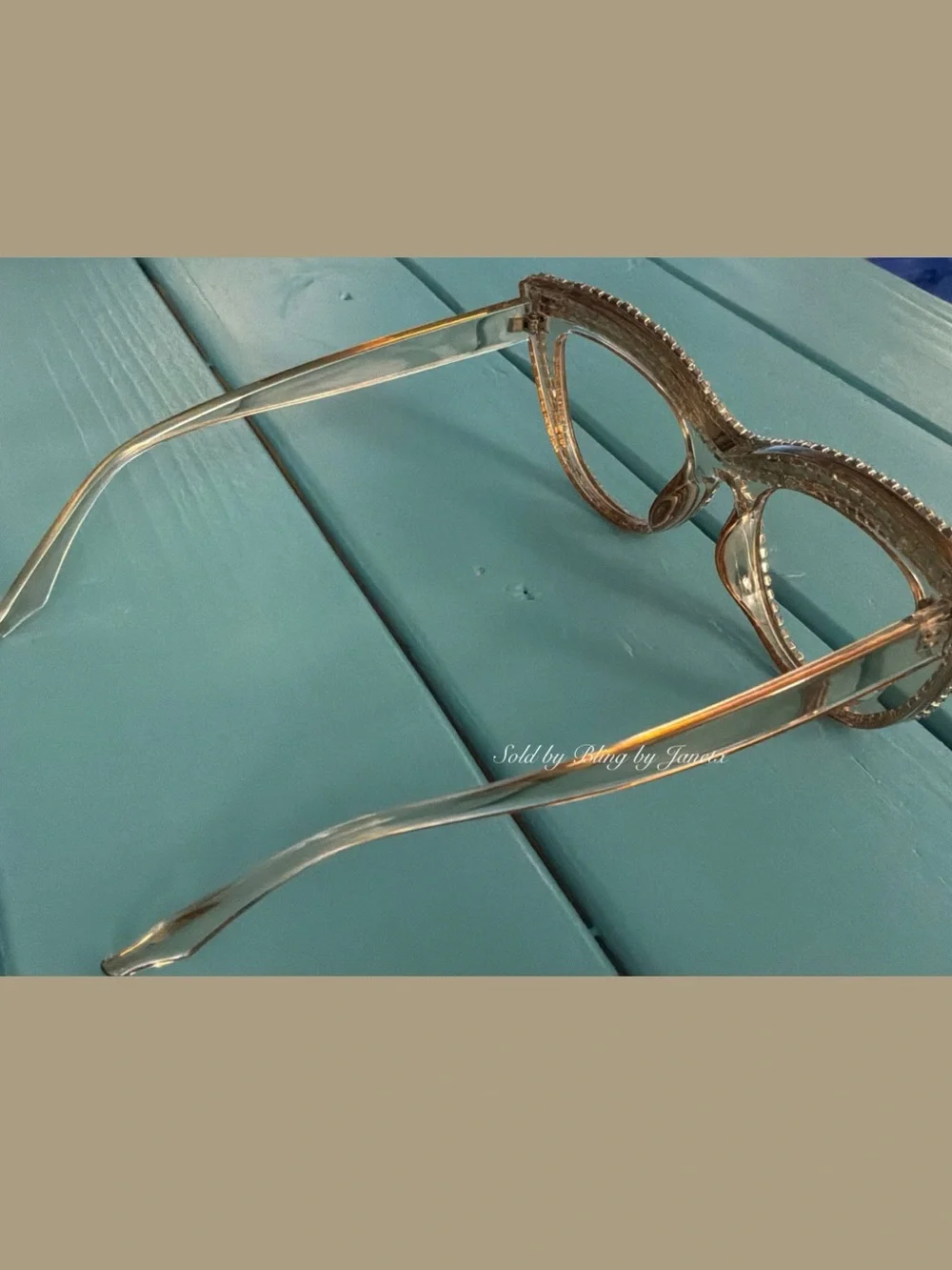 Blinged Cat Eye Glasses -Brown or Champagne -Clear lenses -For Fashion wear only